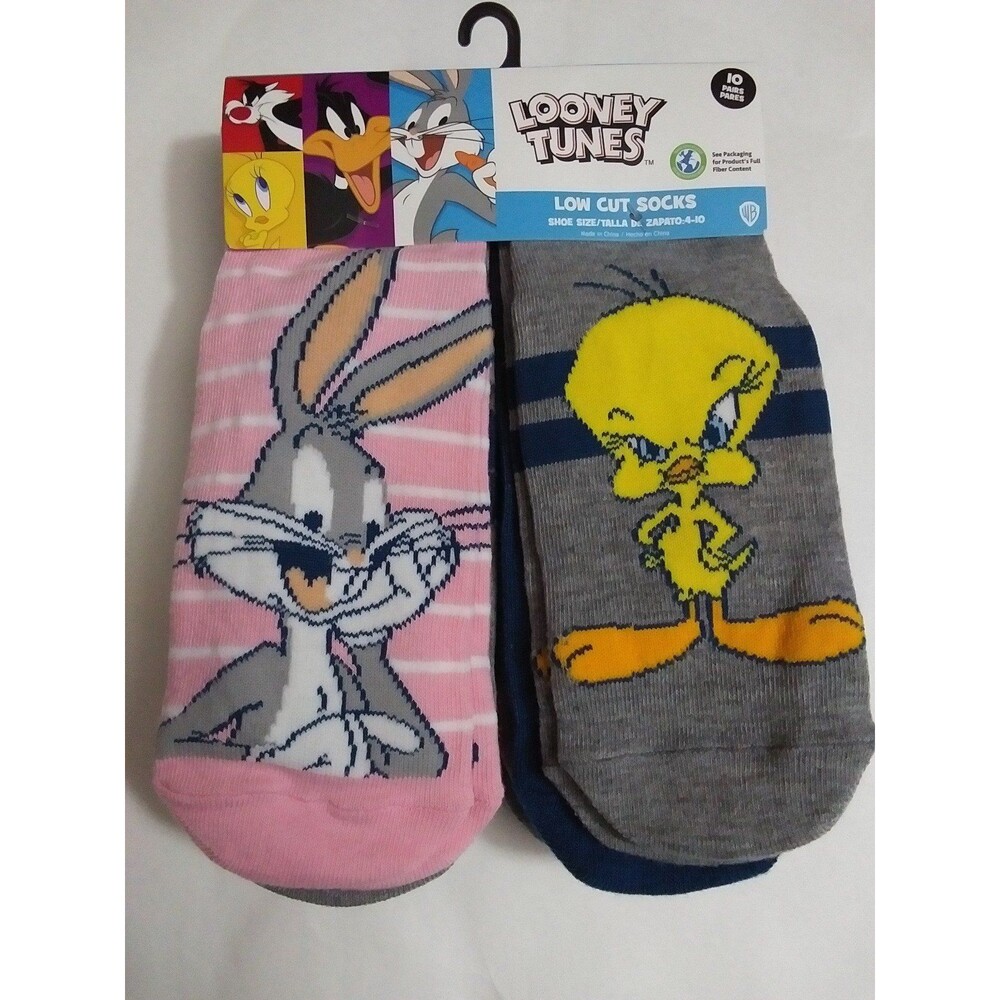 NWT Looney Tunes 10 Pairs Low Cut Socks Size 4-10